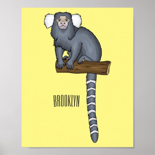 Poster illustration de cartoon de ouistiti commun (Devant)