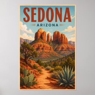 Poster Illustration de Cathedral Rock à Sedona, Arizona,