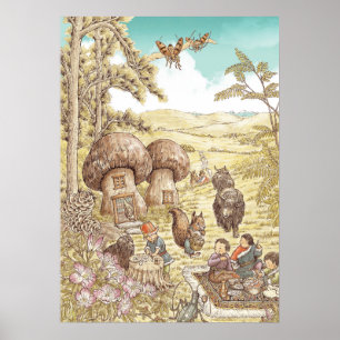 Poster Illustration de champignon Matsutake — Yunnan Stor