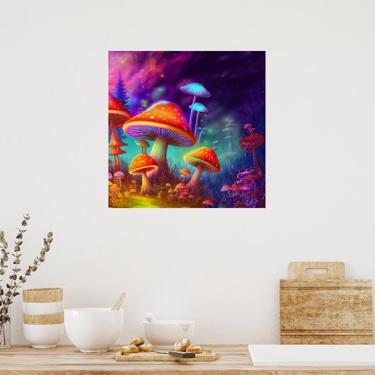 Poster Illustration de champignon psychédélique (Cuisine)