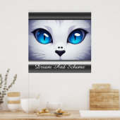 Poster Illustration de chat blanc aux yeux bleus vifs (Cuisine)
