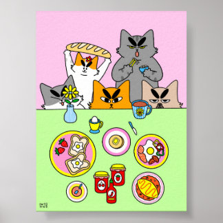 Poster Illustration de chat colorée du Breakfast Club pou