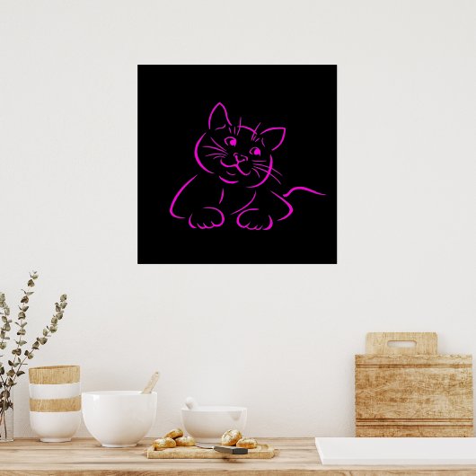 Poster Illustration de chat de chaton mignonne (Cuisine)