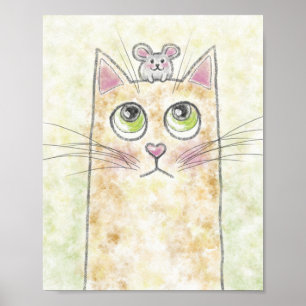 Poster Illustration de chat et de souris mignons