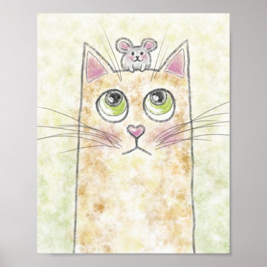 Poster Illustration de chat et de souris mignons (Devant)