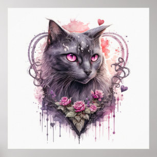 Poster Illustration de chat majestic Kitty