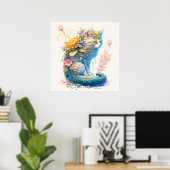 Poster Illustration de chat mignonne majestic Kitty (Bureau à domicile)