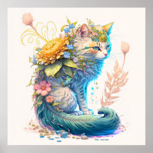Poster Illustration de chat mignonne majestic Kitty
