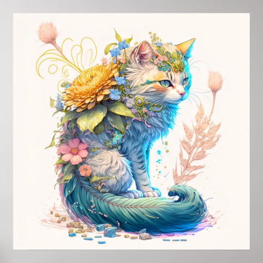 Poster Illustration de chat mignonne majestic Kitty (Devant)