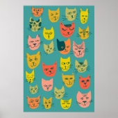 Poster Illustration de chats fous colorés (Devant)