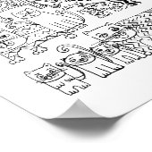 Poster Illustration de chats noirs et blancs (Coin)