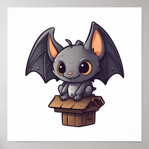 Poster Illustration de chauve-souris de dessin