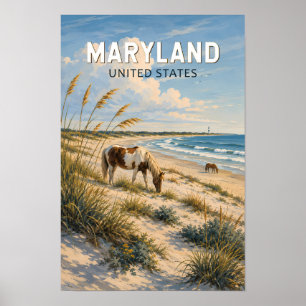 Poster Illustration de cheval du Maryland Art de voyage V