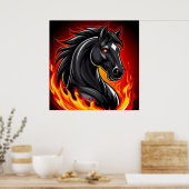 Poster Illustration de Cheval Noir Fiery avec les yeux br (Cuisine)
