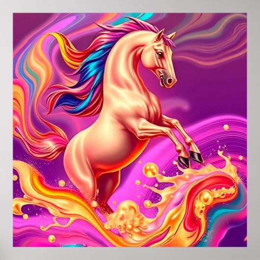 Poster Illustration de cheval vibrant abstrait (Devant)