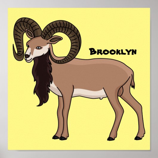 Poster Illustration de chèvre de Mouflon (Devant)