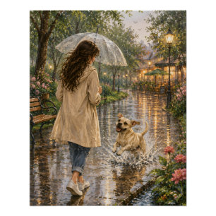 Poster Illustration de chien à l'aquarelle cosy