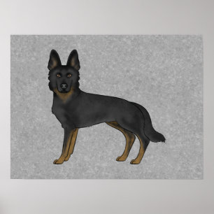 Poster Illustration de chien de berger allemand bi-noir d