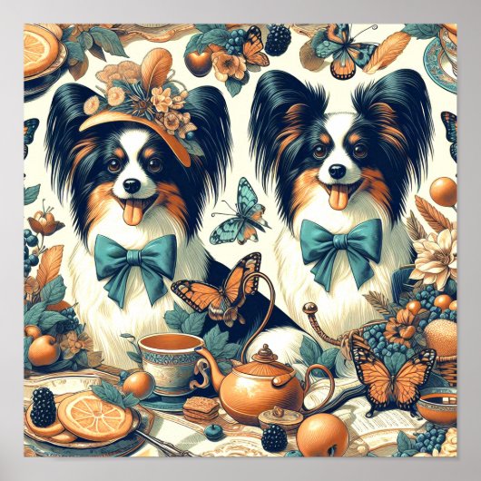 Poster Illustration de chien de papillon mignonne (Devant)