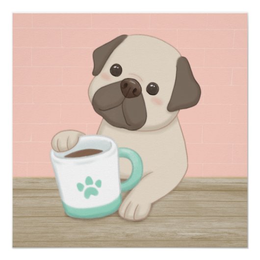 Poster Illustration de chien et de mouton mignon (Devant)