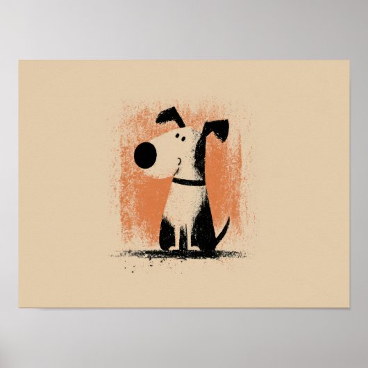 Poster Illustration de chien mignon – Art de chien de des (Devant)