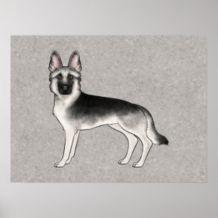 Poster Illustration de chien mignon berger allemand Silve