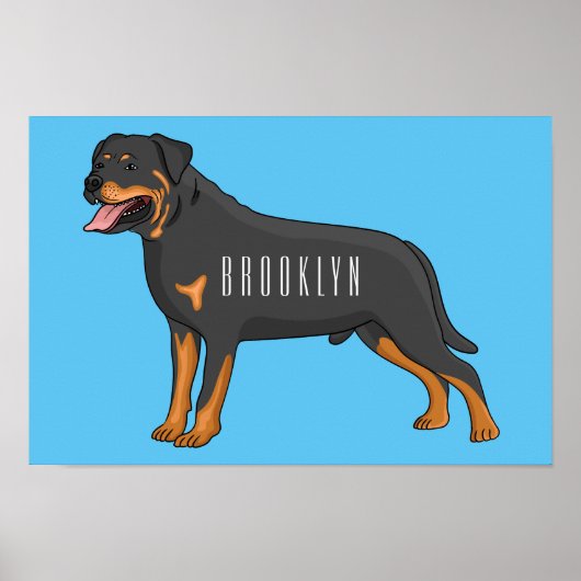 Poster Illustration de chien Rottweiler (Devant)