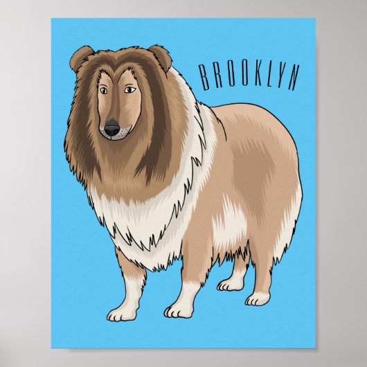 Poster Illustration de chien Rough collie (Devant)