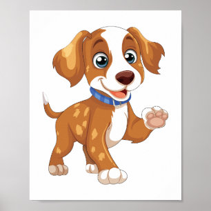 Poster Illustration de chiot en jeu Imprimable&Sticker