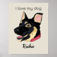 Illustration de chiot GSD Monogramme Cadeau pour a