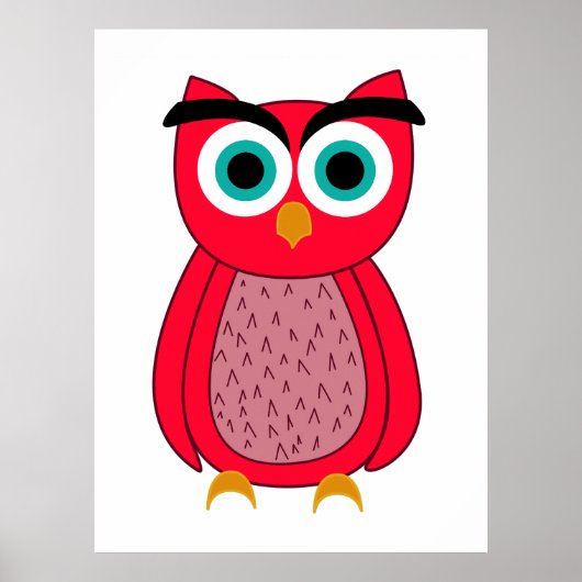 Poster Illustration de chouette rose mignonne (Devant)