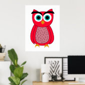 Poster Illustration de chouette rose mignonne (Bureau à domicile)