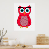 Poster Illustration de chouette rose mignonne (Cuisine)