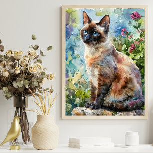 POSTER ILLUSTRATION DE COULEUR D'EAU CAT ADORABLE