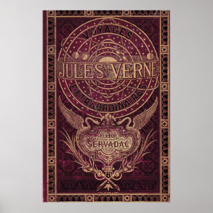 Poster Illustration de couverture vintage de Jules Vern "