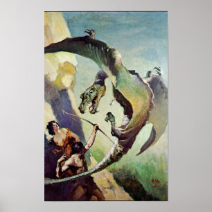 Poster Illustration de couverture Vintage Dragon par J. A