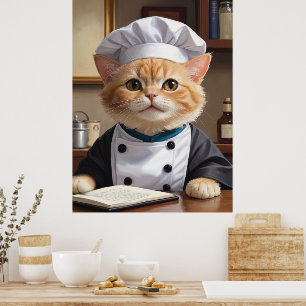 Poster Illustration de Cuisine Cute Orange Tabby Cat Chef
