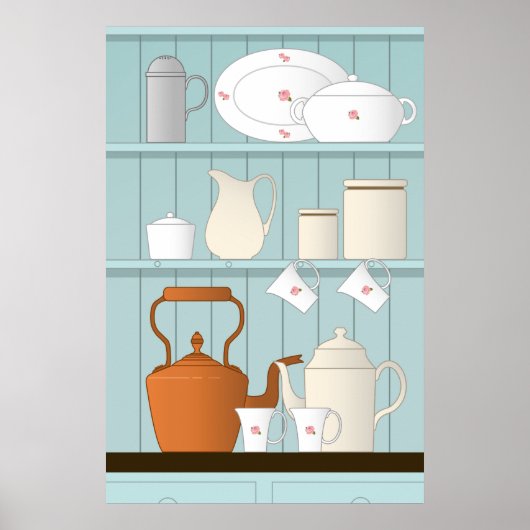 Poster Illustration de cuisine vintage (Devant)