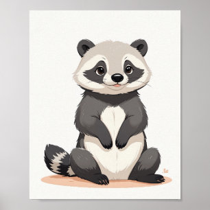 Poster Illustration de Cute Raccoon