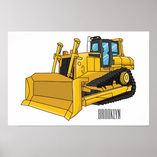 Poster Illustration de dessin animé Bulldozer (Devant)