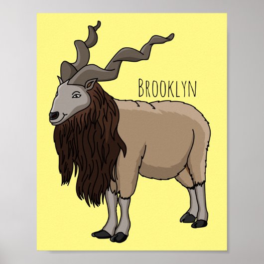 Poster illustration de dessin animé de chèvre Markhor (Devant)