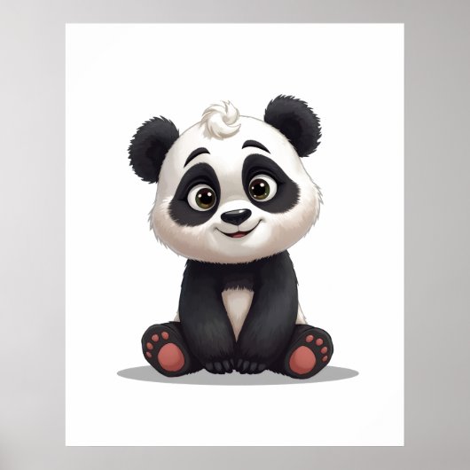 Poster Illustration de dessin animé d'ours panda assis (Devant)