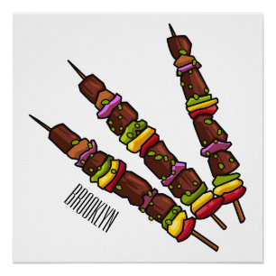 Poster Illustration de dessin animé Kebab ou kabob