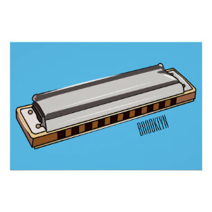 Poster Illustration de dessin d'Harmonica