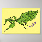 Poster Illustration de dessin d'insecte des feuilles vert (Devant)