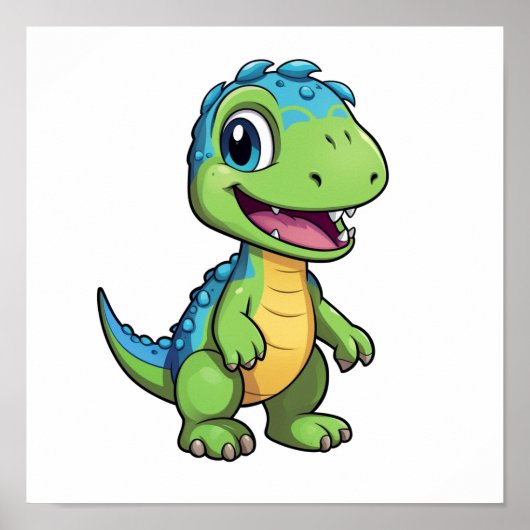 Poster Illustration de dinosaure de dessin (Devant)