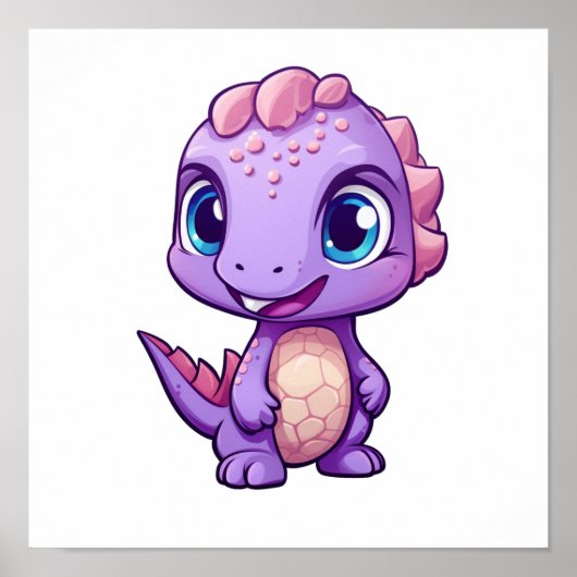 Poster Illustration de dinosaure de dessin (Devant)