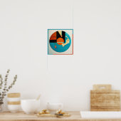 Poster Illustration de disque rétro de chat qui s'étire (Cuisine)