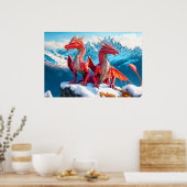 Poster Illustration de dragons perchés (Cuisine)