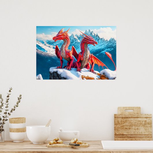 Poster Illustration de dragons perchés (Cuisine)
